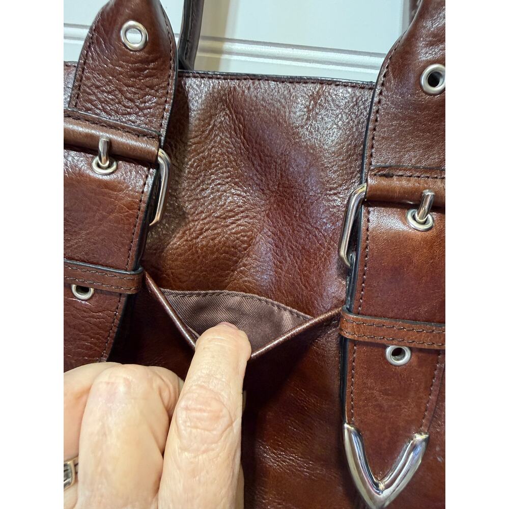 Wilson’s Leather Double Adjustable Handle Purse w/Silver Detail & Magnet Closure - Picture 5 of 15
